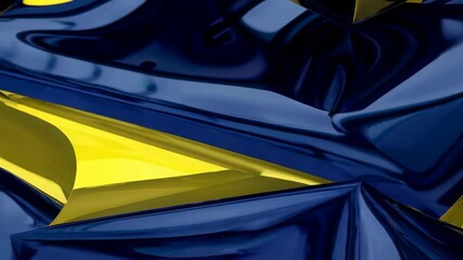 Wall Mural - abstract 3d dark blue background with a combination of luminous yellow overlap style graphic design 