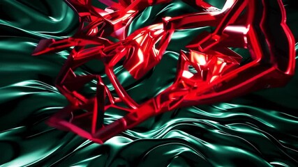 Wall Mural - abstract 3d dark green background with a combination of luminous red overlap style graphic design el