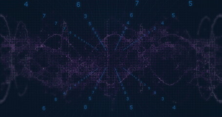 Poster - Displaying purple waveform streaming across dark virtual dashboard, with light-blue numeric points