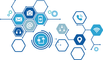 Fototapete - mobile communication, social media concept - vector illustration