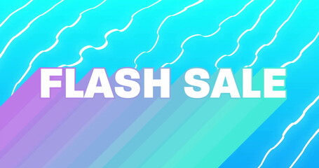 Poster - Displaying bold white FLASH SALE text popping on digital banner, with abstract gradient stripes