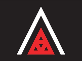 Poster - Geometric Minimalist Triangle Composition with Nested Shapes in Red, White and Black