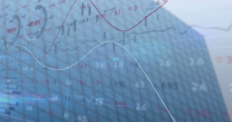 Poster - Graphs and charts with financial data on grid-patterned background in image