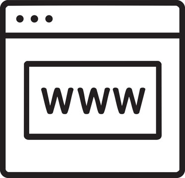 Simple Line Art Illustration of a Web Browser Window with WWW Text Inside minimalist black
