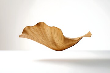 Aufkleber - Minimalist wooden bowl floating above white surface. Decorative wood bowl design.