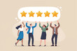 © gfxshakib2023 - Flat cartoon vector illustration of people holding five stars isolated on transparent background