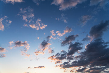 Wall Mural - Beautiful sunset sky, with clouds. Sky background.