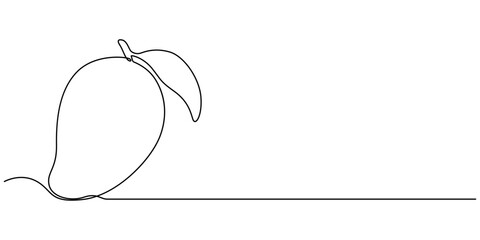 Poster - Mango vector illustration. One line drawing art color illustration with organic mango, Mango vector illustration. One line drawing art illustration with organic mango, Continuous one line drawing.