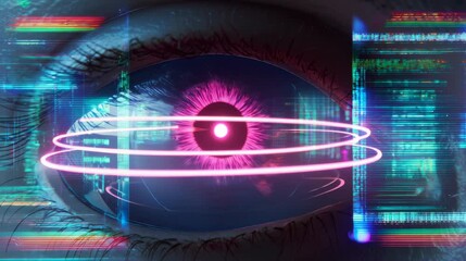 Aufkleber - Futuristic eye technology visualization digital realm graphic design sci-fi environment close-up perspective innovation concept