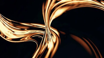 Wall Mural - abstract golden wave with glowing particles on dark background