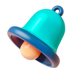Leinwandbilder - Modern teal bell icon with dark blue accent and peach clapper isolated on transparent background