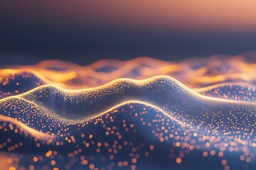 Aufkleber - Abstract technology wave background with glowing particles and motion, futuristic design