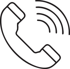 Poster - Phone Receiver Icon in Black Minimalist Line Style for Call Center Communication and Customer Support