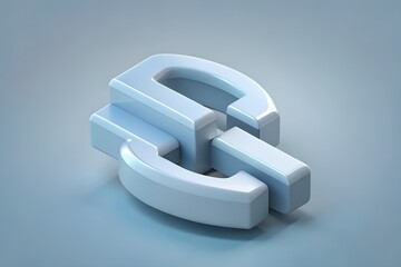 Poster - Abstract 3d rendered glossy white geometric shapes on a light blue background