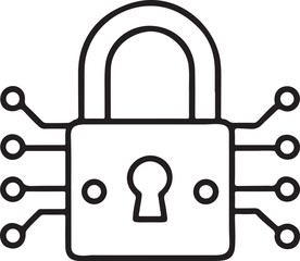 Poster - Padlock Icon in Flat Black Minimal Style Representing Data Security Password Privacy and Protection