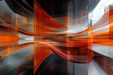 Aufkleber - Abstract architectural design with orange hues and geometric shapes for modern concepts