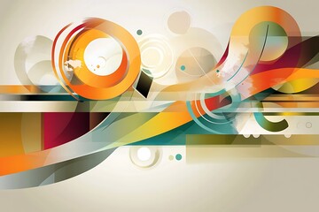 Aufkleber - Abstract geometric design with circles, lines, and vibrant colors for modern backgrounds