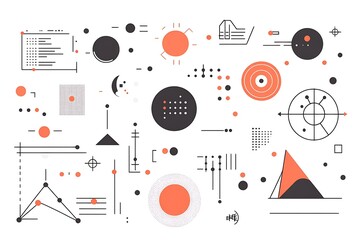 Aufkleber - Abstract geometric shapes illustration with circles, triangles and lines on white background