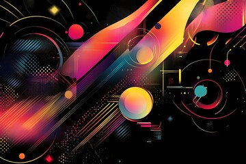 Aufkleber - Abstract geometric art with vibrant colors and dynamic shapes for modern design projects