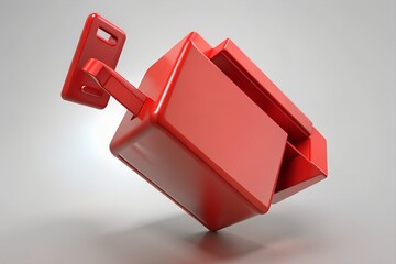Poster - Shiny red abstract geometric shape with a lever mechanism