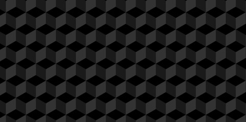 Poster - Abstract wall minimal Black cube square creative diamond triangle geometric tile hexagon mosaic grid wallpaper design. black and gray geometric block cube structure texture background.