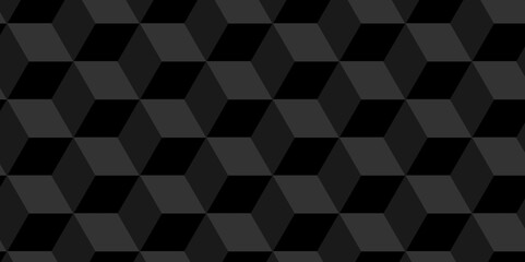 Poster - Abstract wall minimal Black cube square creative diamond triangle geometric tile hexagon mosaic grid wallpaper design. black and gray geometric block cube structure texture background.