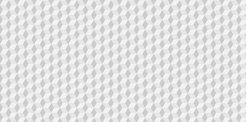 Poster - Abstract wall minimal white and gray cube square creative diamond triangle geometric tile hexagon mosaic grid wallpaper design. white and gray geometric block cube structure texture background.	