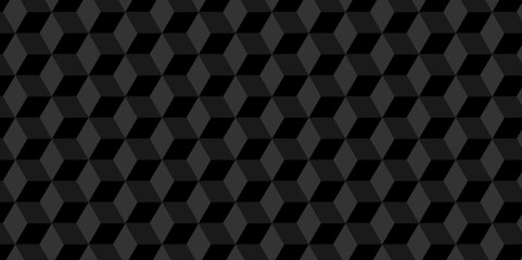Poster - Abstract wall minimal Black cube square creative diamond triangle geometric tile hexagon mosaic grid wallpaper design. black and gray geometric block cube structure texture background.
