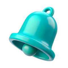 Leinwandbilder - Shiny teal bell icon with clapper isolated on transparent background