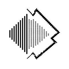 Poster - Abstract arrow icon with dotted and striped design isolated on white