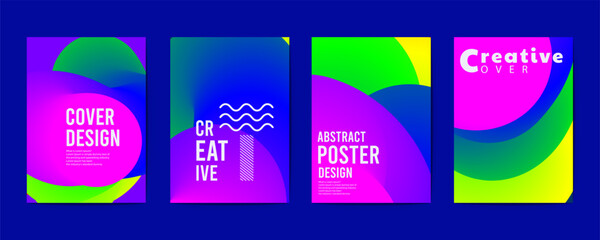 Poster - abstract poster design, Abstract cover templates with soft gradient circles. Futuristic backgrounds with dynamic circle shapes and fluid colors for your graphic design. Vector illustration.