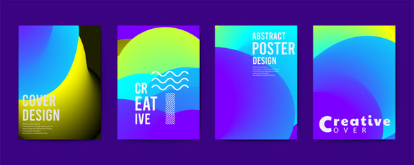 Poster - abstract poster design, Abstract cover templates with soft gradient circles. Futuristic backgrounds with dynamic circle shapes and fluid colors for your graphic design. Vector illustration.