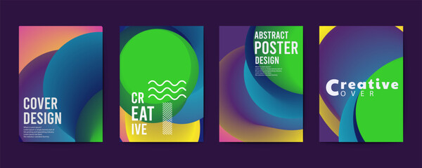 Poster - abstract poster design, Abstract cover templates with soft gradient circles. Futuristic backgrounds with dynamic circle shapes and fluid colors for your graphic design. Vector illustration.