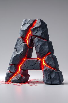 A letter made of rocks with red streaks