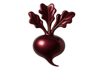 Fototapete - Glossy beetroot 3d rendering, hovering with fresh green leaves against transparent background, highlighting nutritional value