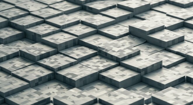 Abstract Geometric Pattern of Interlocking Gray Cubes