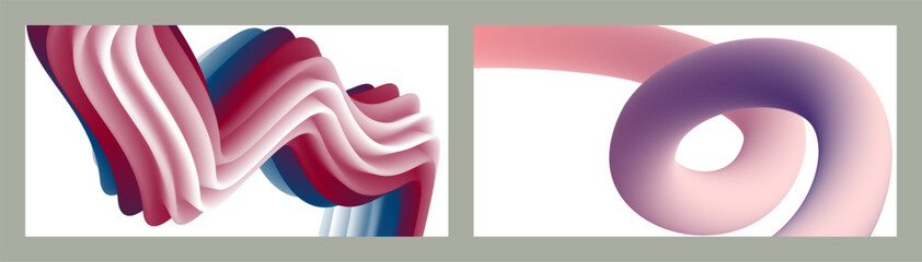Poster - Abstract volumetric background. Cords. set of two illustrations. Toothpaste in a tube. Minimalism. Creative modern background. Cover design, wallpaper, background. eps vector.
