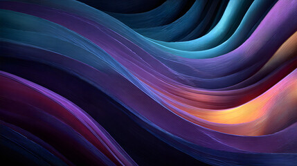 Leinwandbilder - Dark colorful abstract wavy wallpaper. Curvy background with modern colors. Generative ai