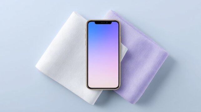 Angled Smartphone Mockup on Folded Textured Paper