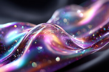 Poster - Colorful waves of shimmering light create a mesmerizing abstract pattern in vibrant hues