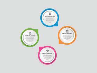 Aufkleber - circular layout diagram with 4 list of steps, circular layout diagram infographic element template
