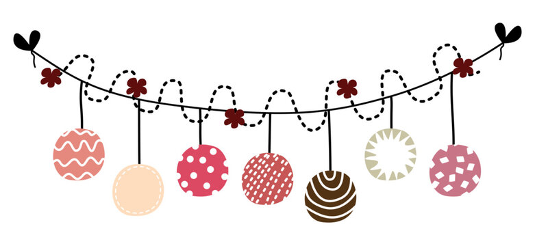 Decorated flags, images of celebrations and festivals, curved lines make the overall composition dynamic and gentle.