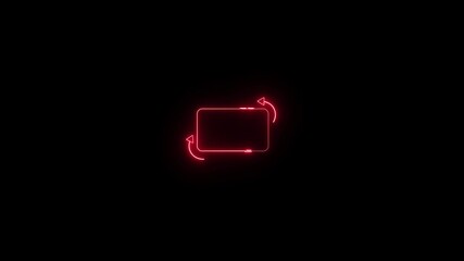 Poster - Red neon glowing phone icon rotating to represent orientation or screen rotation on black background.