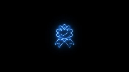 Poster - Neon illuminated quality assurance emblem against a dark background representing certification or achievement