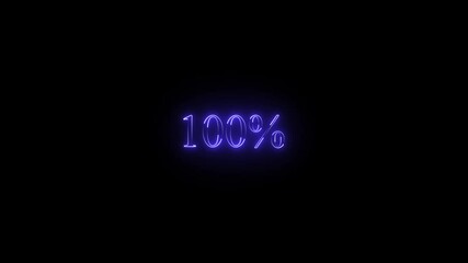 Poster - Neon 100 percent sign illuminated against black background achieving complete success or fullness