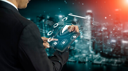 Poster - Cyber security protects against breaches, hacks, and network attacks using strong infrastructure and proactive digital defense strategies. Vouch
