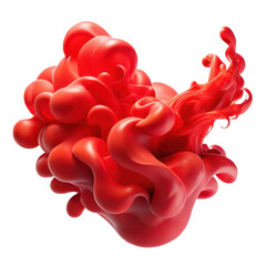 Poster - Red ink cloud explosion abstract art wallpaper liquid paint color burst dye fluid design background 3d render