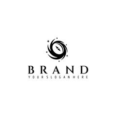 Wall Mural - galaxy logo with compass combination in flat design style