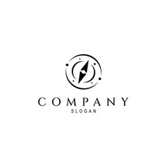 Wall Mural - space galaxy logo with compass icon in line art design style