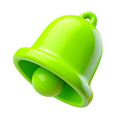 Leinwandbilder - Shiny green bell icon with a clapper isolated on transparent background
